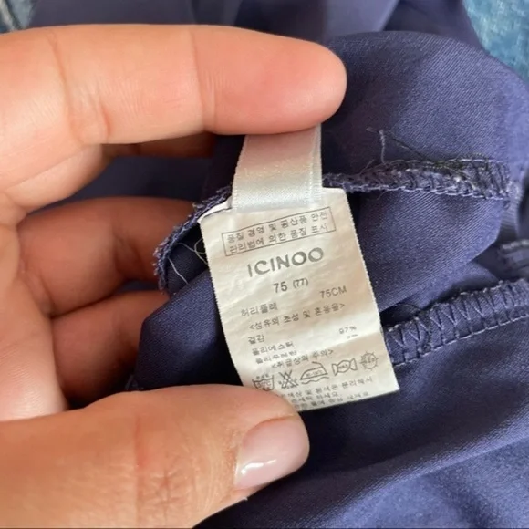 VTG ICINOO Blue Silk Elastic Waist Dress Pants - Picture 7 of 8